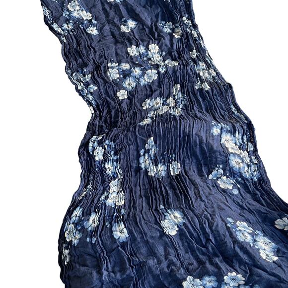 Lauren Ralph Lauren Womens Floral Scarf Sheer Blue Designer 26” x 68” - Picture 3 of 7